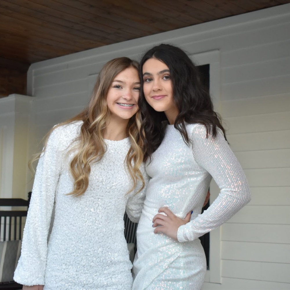 White glitter hoco mini dress